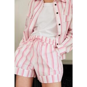 GANNI x RTR Pink Striped Drawstring Shorts Size 42